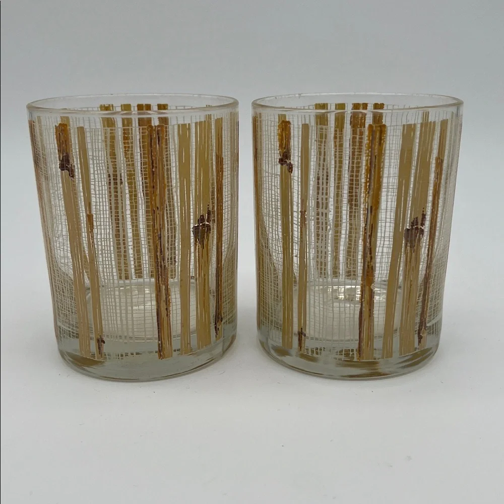 Vintage Cera Glassware for Neiman-Marcus Rocks Glasses Bamboo Design (Set of 2)
